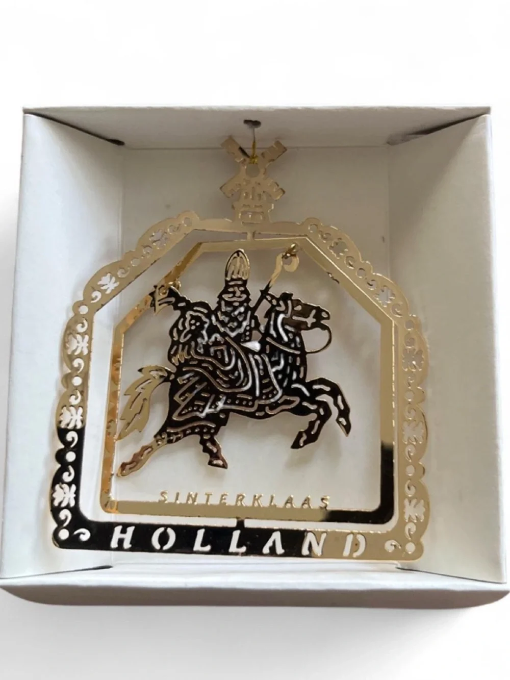 Vintage 1994 Sinterklaas Holland Ornament 24K Gold Finish Brass Dutch Christmas